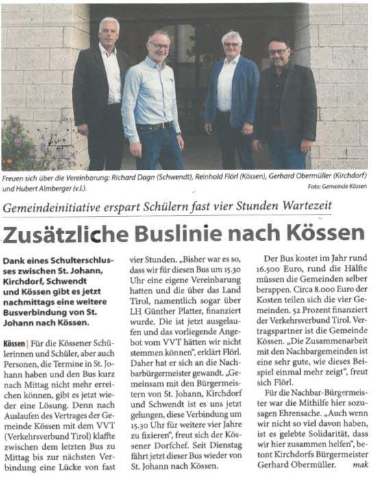 Kitzbüheler Anzeiger_Presseartikel_Bus nach Kössen