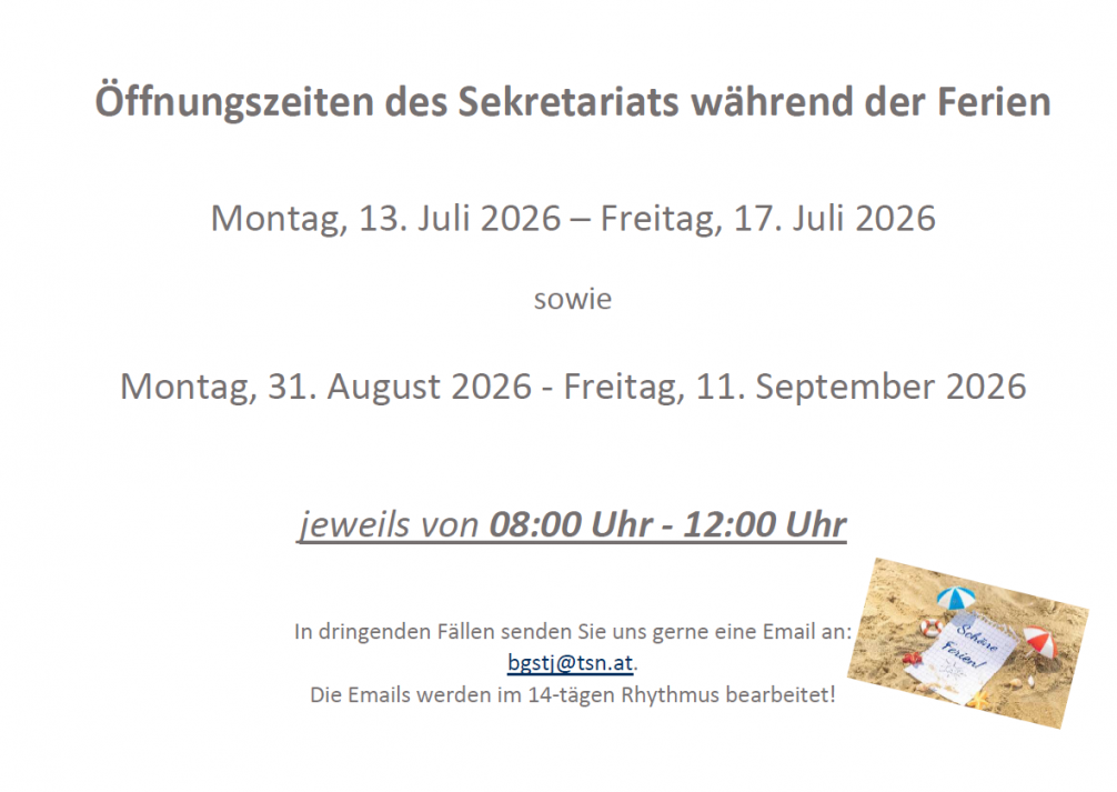 Öffnung Sekretariat