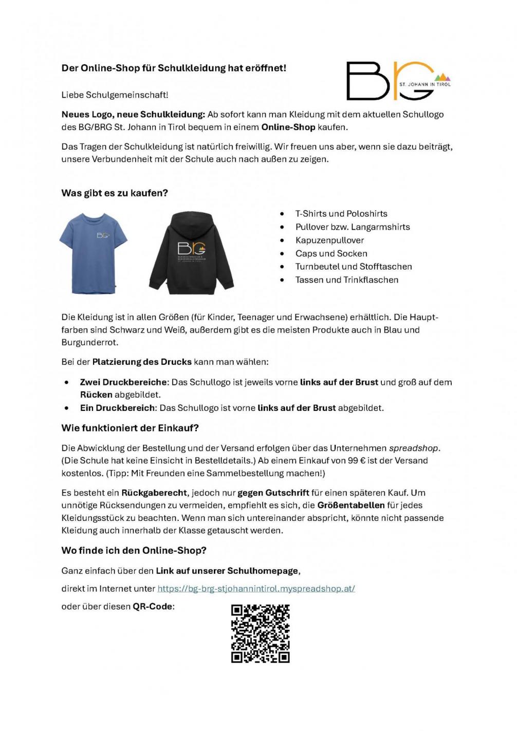 Info Schulshop